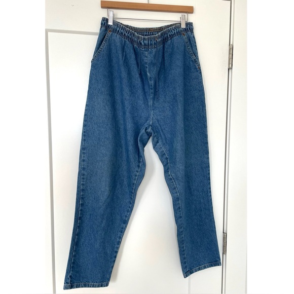 90s Vintage Mom Jeans High Rise Tapered Leg Elastic Drawstring Womens 16P - Picture 1 of 9